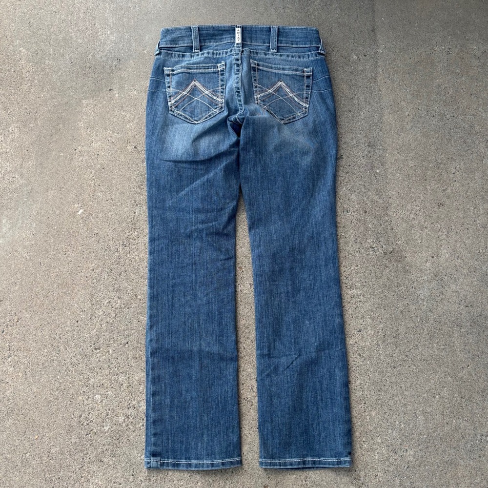 Ariat Bootcut Medium Wash Faded Thick Contrast Stitch Jeans Women's Size 28s - Picture 2 of 3